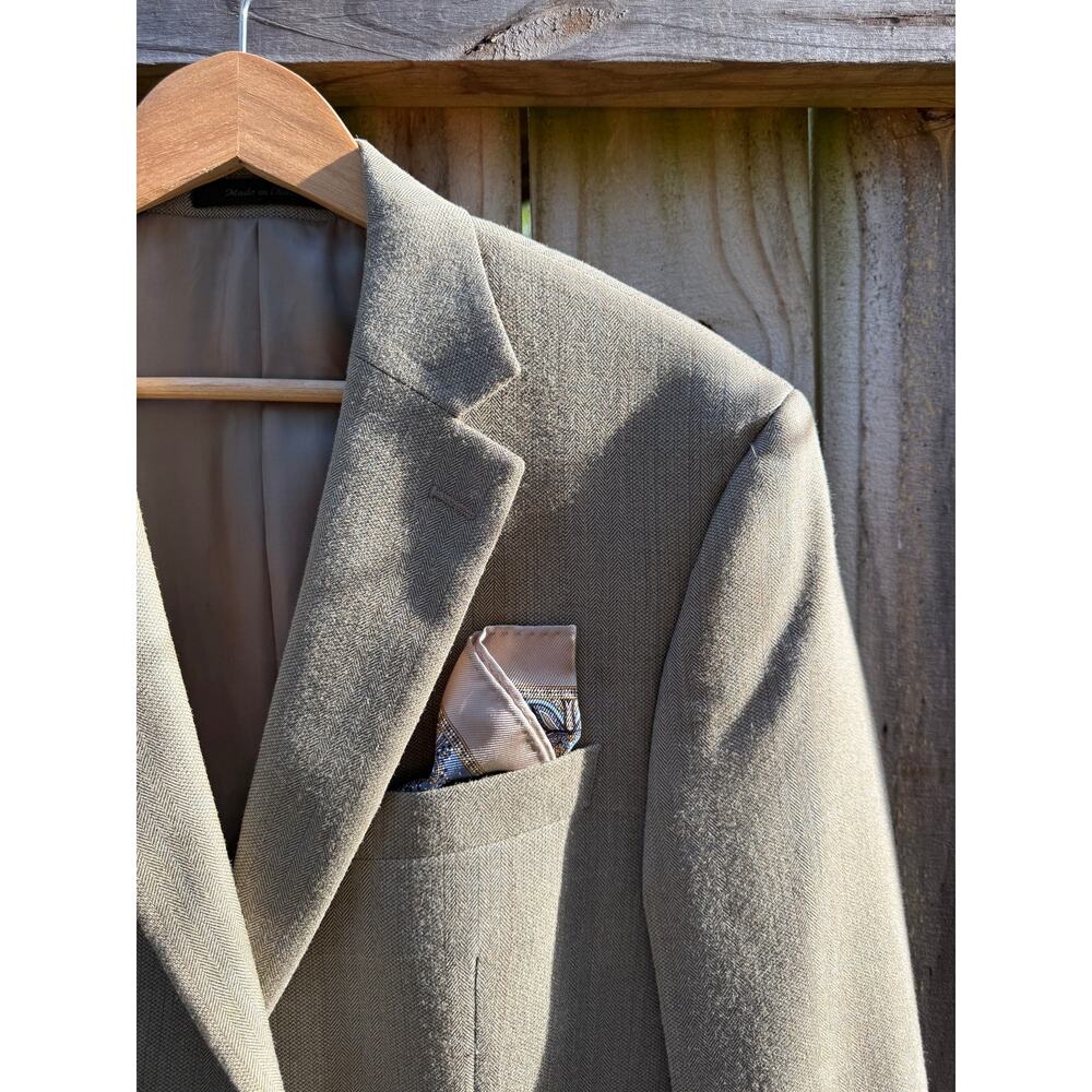 Lauren Ralph Lauren Silk Wool Blazer Sage Gray Tailored Jacket Quiet Luxury - Picture 7 of 10